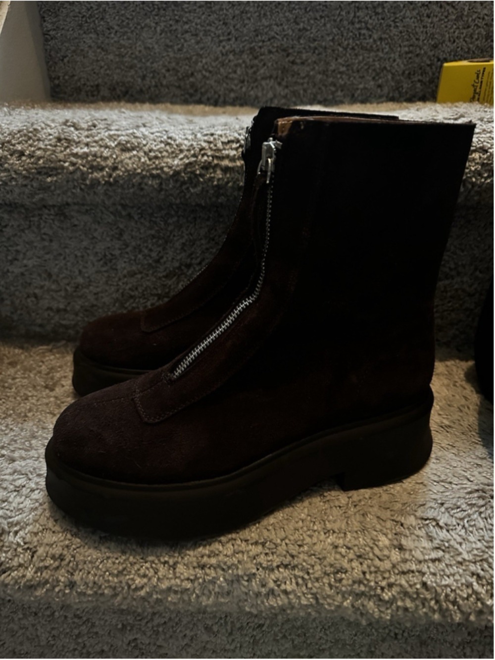 Steve Madden Women's Jones Ankle Boots Brown Suede, Lug Zip Moto Size 6.5 - Picture 7 of 14